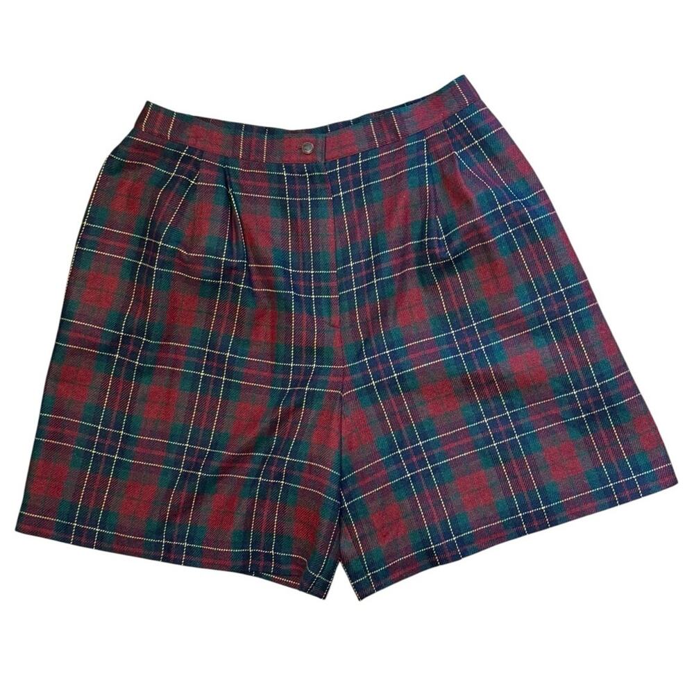 Sag Harbor Woman Plaid Wool Blend Shorts Size 20W Classic Vintage Lined Hem Flaw